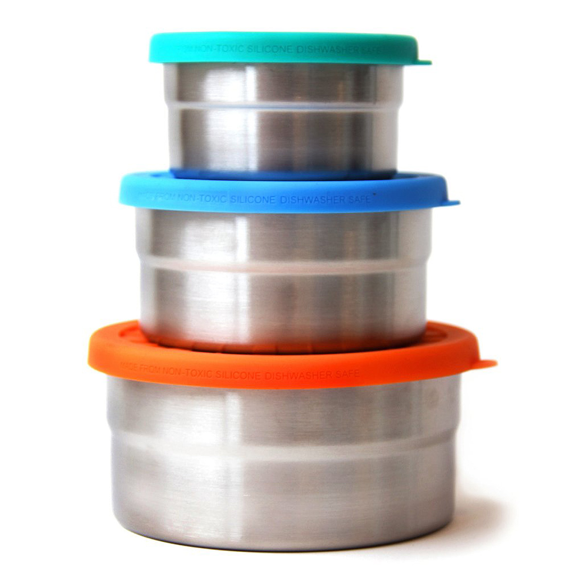 Seal Cup Trio matlådor av rostfritt stål läckagesäkert lock av livsmedelsgodkänd silikon 3-pack
