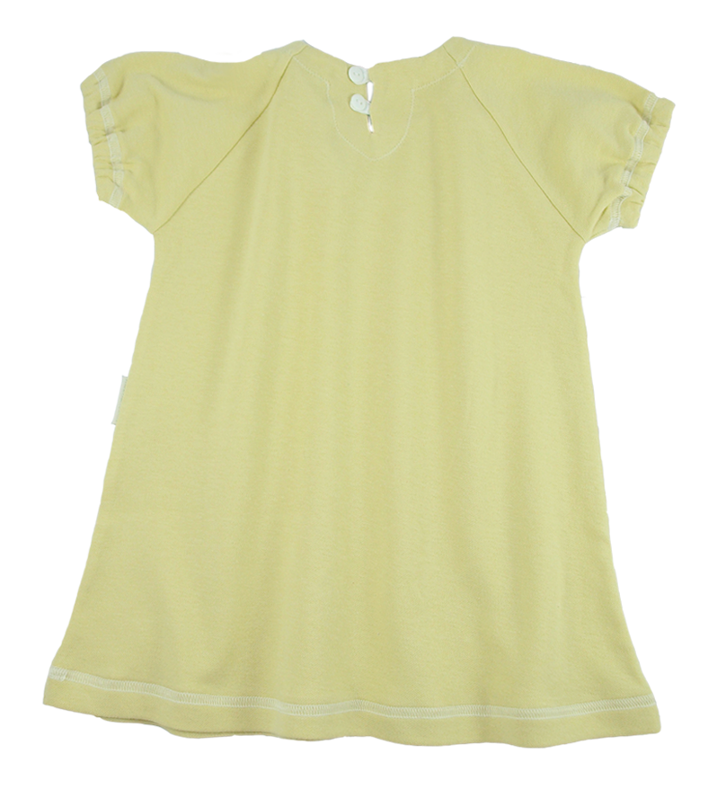 Tim&Teja klänning kort ärm 100% ekologisk bomull ekologiskt färgad gul
