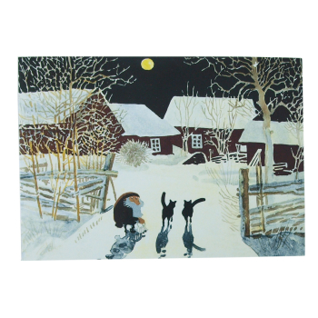 Julkort Tomten i månsken Harald Wiberg vykort 15x10,5 cm