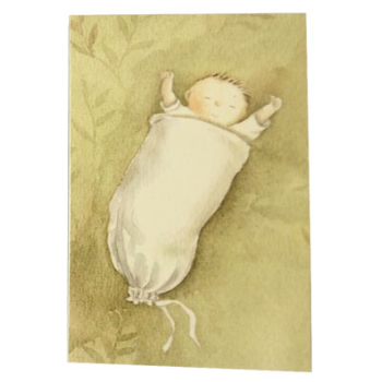 Gratulationskort dubbelt med kuvert bebis 9,5x6,5 cmi sovpåse
