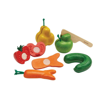 PlanToys knasiga grönsaker och frukter med kniv