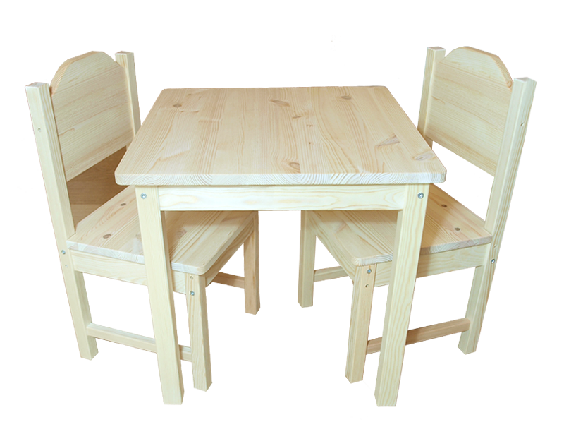 Barnmöbelgrupp Alma bord och två stolar i obehandlad furu trämöbel hållbart och ekologiskt svensktillverkad