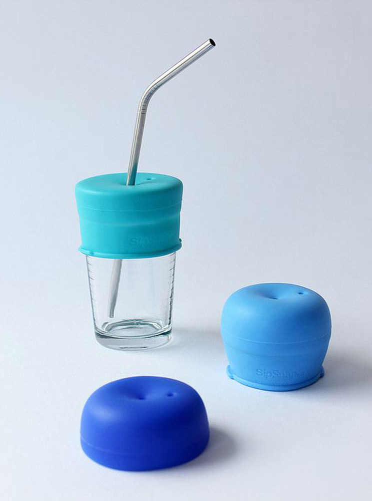 SipSnap KID läckagesäkert lock av silikon för sugrör sandbox blå