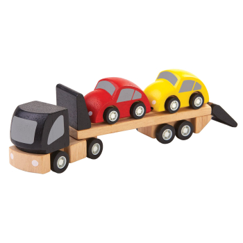 Biltransport av gummiträ lastbil och två småbilar PlanToys