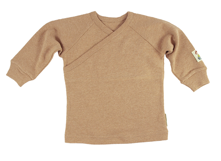 Minimundus tröja med omlotthals Coloured by Nature färgväxande 100% ekologisk bomull brun