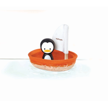 Badbåt pingvinens segelbåt av PlanWool PlanToys