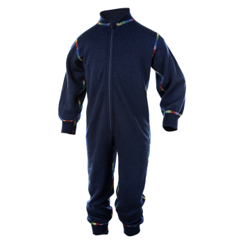 Janus overall, playsuit, jumpsuit av ullfrotté regnbågsull 100% merinoull marinblå