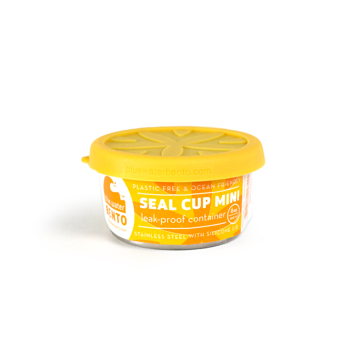 ECO Lunchbox Seal Cup solo liten matlåda av metall rostfritt stål ofärgat brushed stainless med lock av livsmedelsgodkänd silikon gult