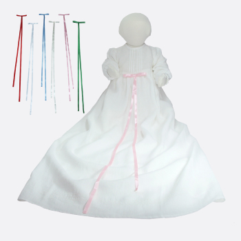 Minimundus dopklänning med stråveck fram ekologiskt lin, vit