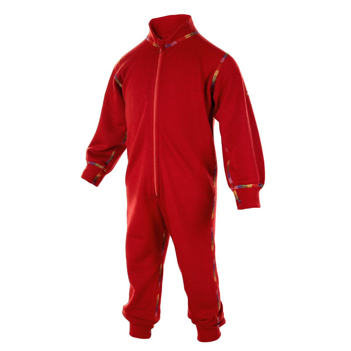 Janus overall, playsuit, jumpsuit av ullfrotté regnbågsull 100% merinoull röd