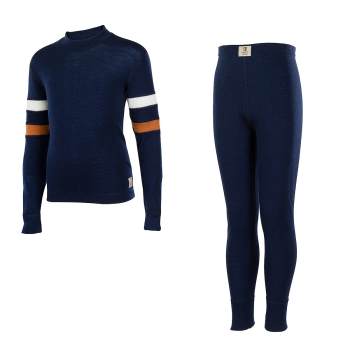JanusGO junior tröja och långkalsonger paketpris 100% merinoull, marinblå