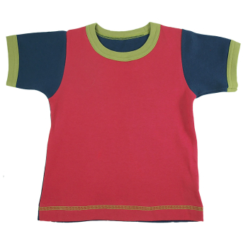 t-shirt tröja kort ärm Tim&Teja ekologisk bomull röd/marin/grön