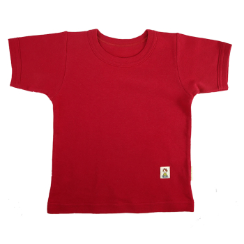 Tim&Teja t-shirt tröja med kort ärm 100% ekologisk bomull ekologiskt färgad röd
