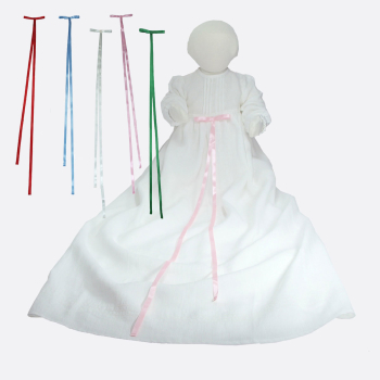 Minimundus dopklänning med stråveck fram ekologiskt lin, vit satinband medföljer, välj färg