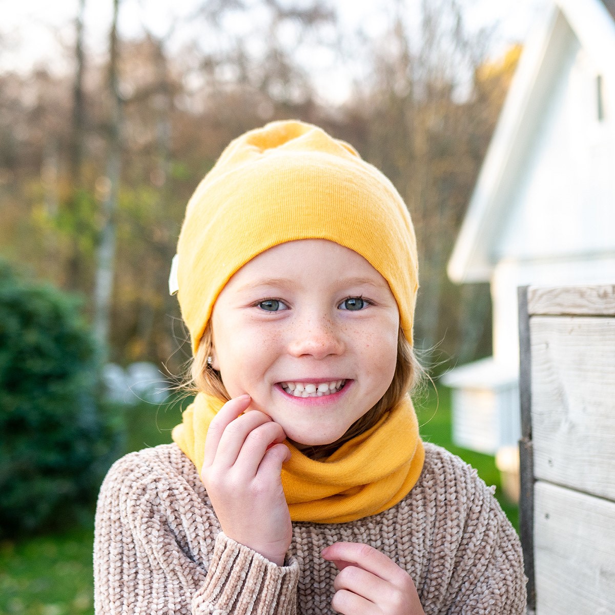 Mössa av 100% merinoull röd barn Bluesign - Bild 2