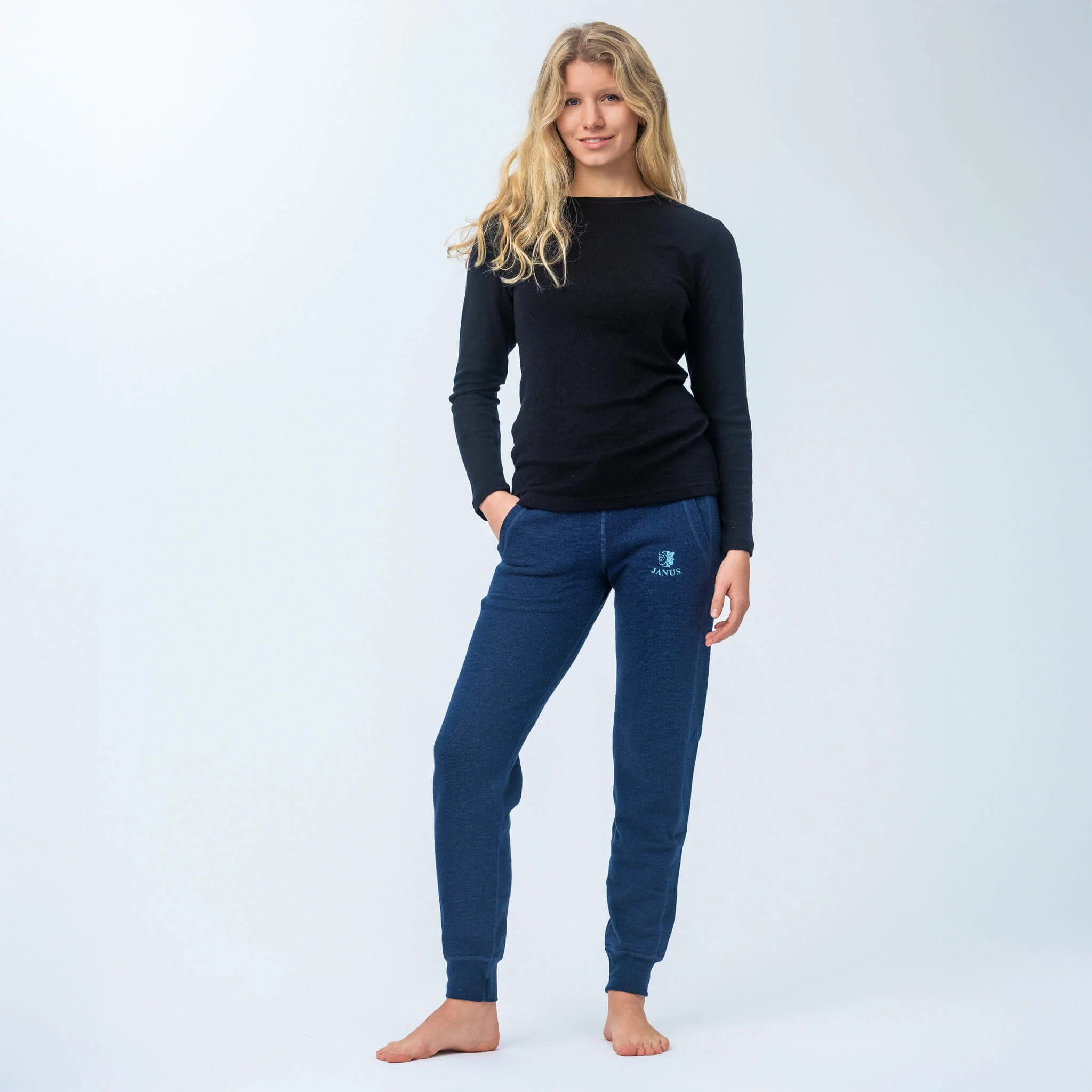 Sweatpants dam Janus ullfrotté blå - Bild 4